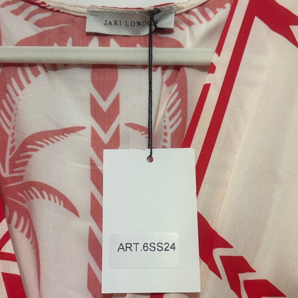 Jaki Cream Maxi Dress with Red Tropical Print - Picture 5 of 5